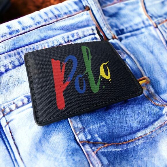 POLO RALPH LAUREN RRL Navy Canvas Front Pocket Card Wallet NEW Fast Shipping - Picture 2 of 10